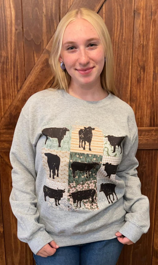 RETRO COW CREWNECK