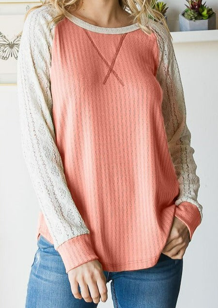 CORAL STITCHES TOP