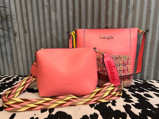 Pink Wrangler Hobo with Mini Crossbody Set