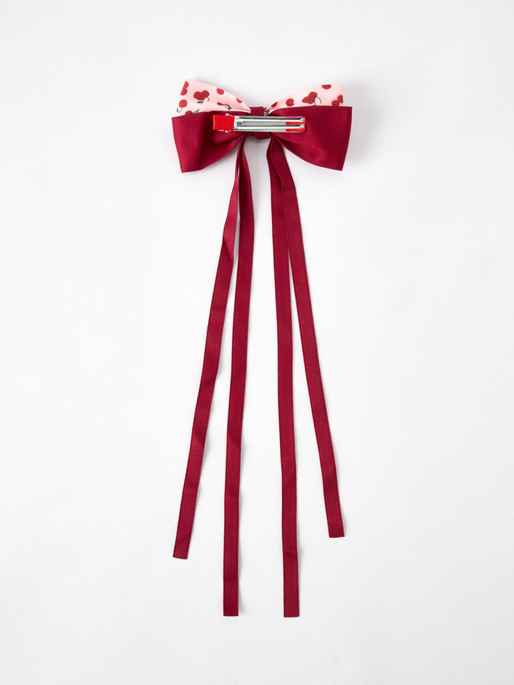 Cherry Bow Ribbon 4.5 Inch Hairpin