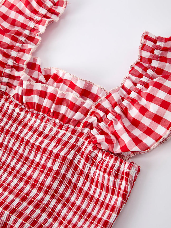 Mommy & Me Adult Dress – Red Plaid Sleeveless Outfit for Party