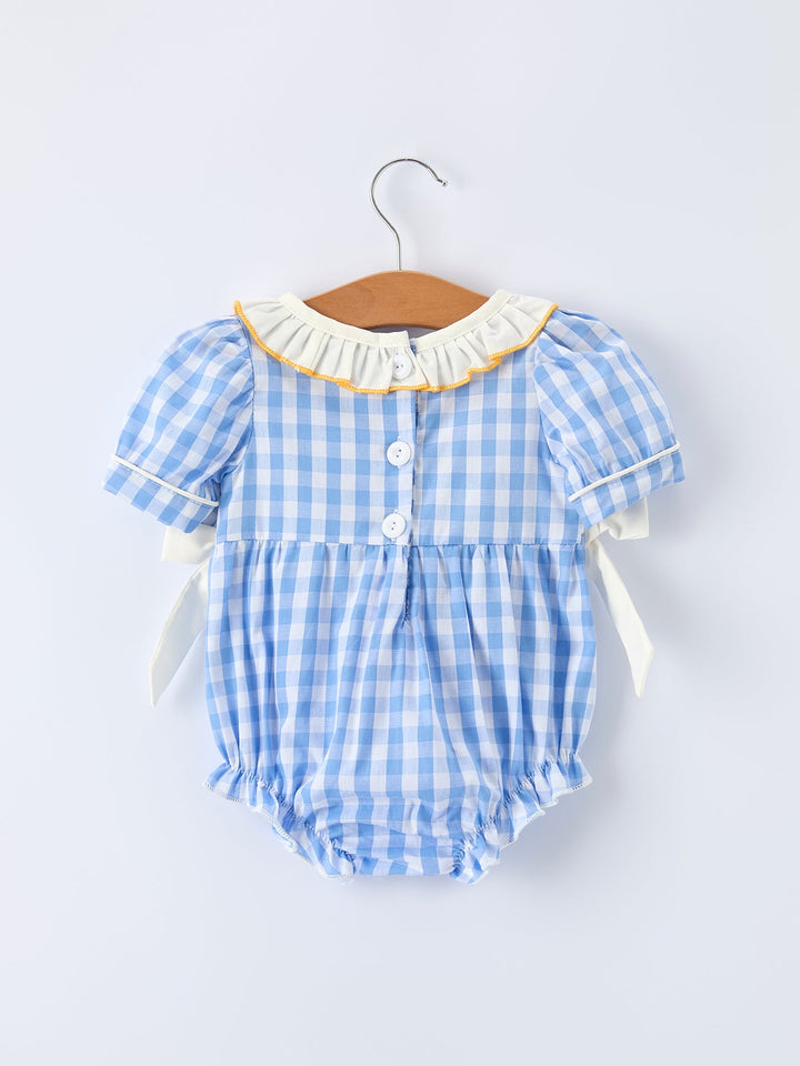 Spring Daisy Bow Smocked Baby Girl Romper