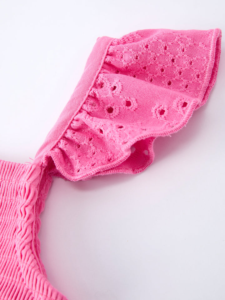 Pink Girl Smocked Ruffle Dress