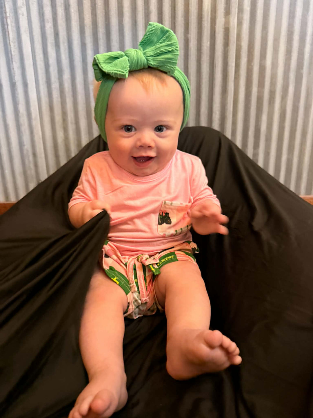 JOHN DEERE PINK BAMBOO 2 PIECE SHORT SET