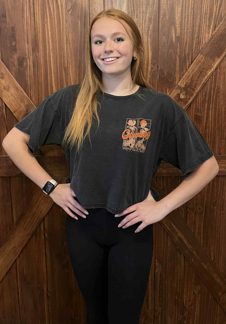 COWBOY RODEO GRAPHIC CROP TOP