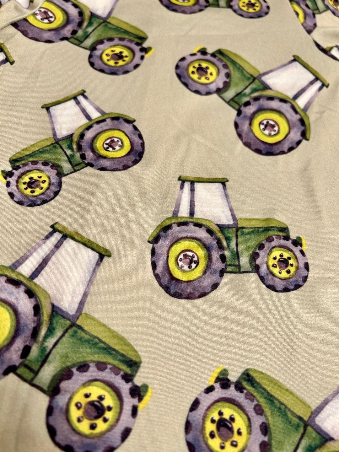 GREEN TRACTOR LONG SLEEVE FOOTED ROMPER/SLEEPER