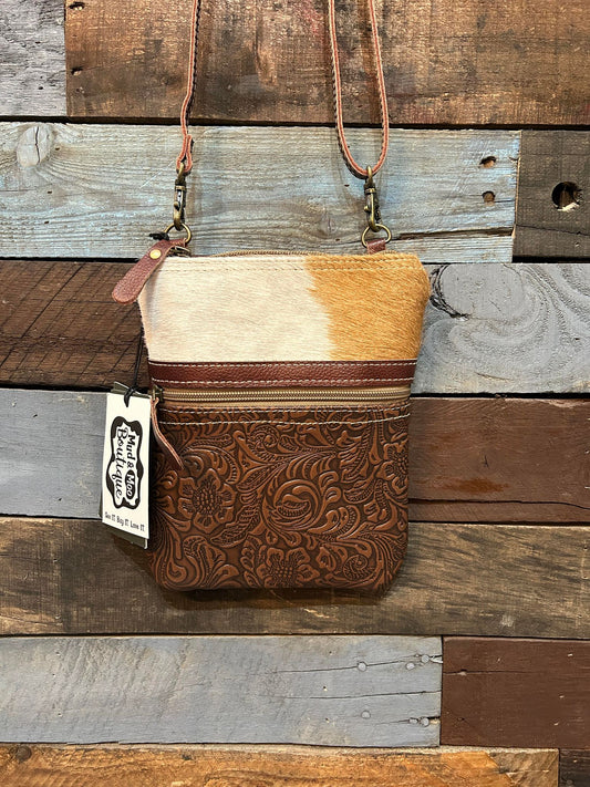 TANGLES VINE LEATHER HAIR ON SMALL CROSSBODY