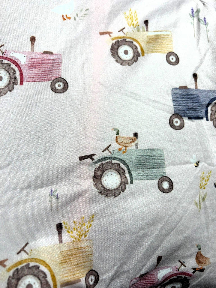 PINK TRACTOR LONG SLEEVE ROMPER/SLEEPER