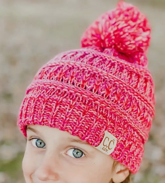 KIDS KNITTED C.C POM BEANIE