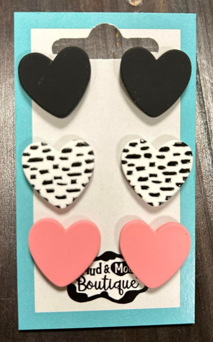 Silicone Heart Earrings (3 Pack)