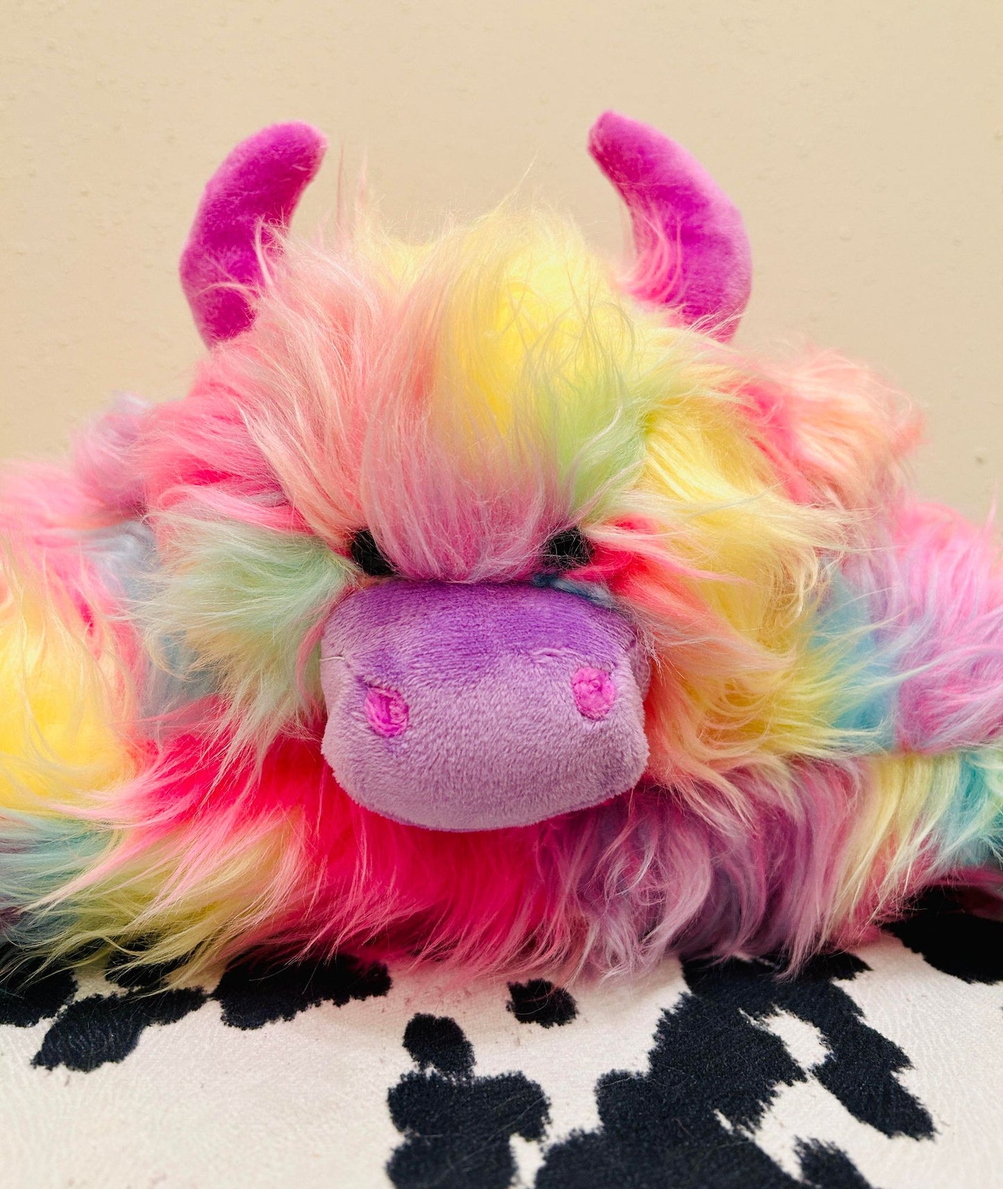 RAINBOW HIGHLAND COW PILLOW PLUSH