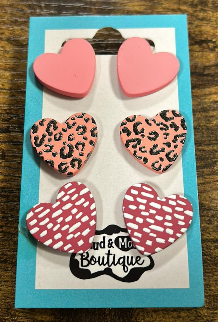 Silicone Heart Earrings (3 Pack)