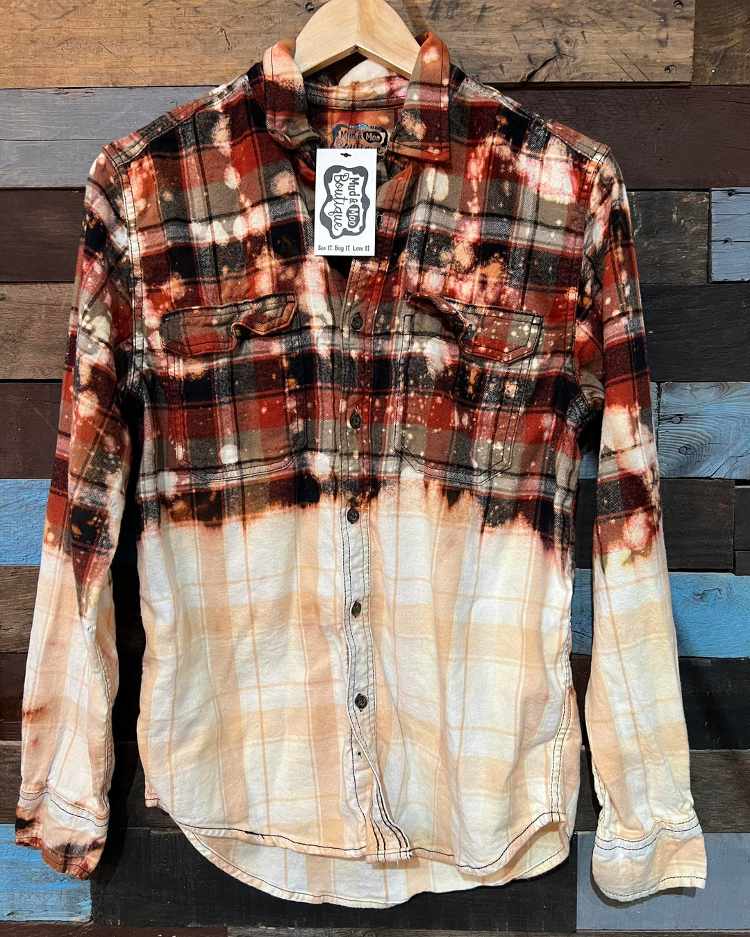 BLEACHED PLAID BUTTON UPS