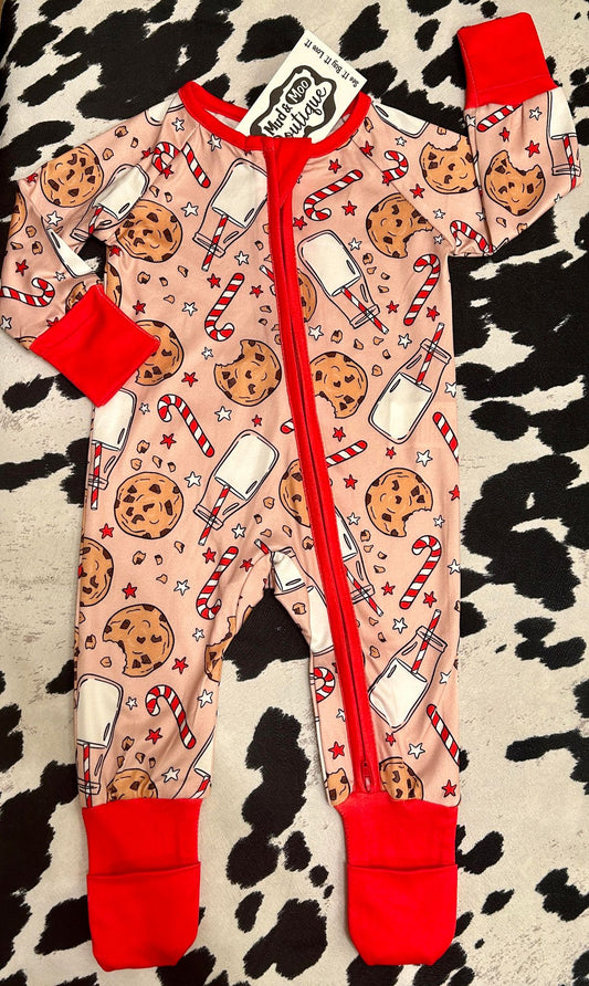 CHRISTMAS COOKIES & MILK LONG SLEEVE ROMPER/SLEEPER