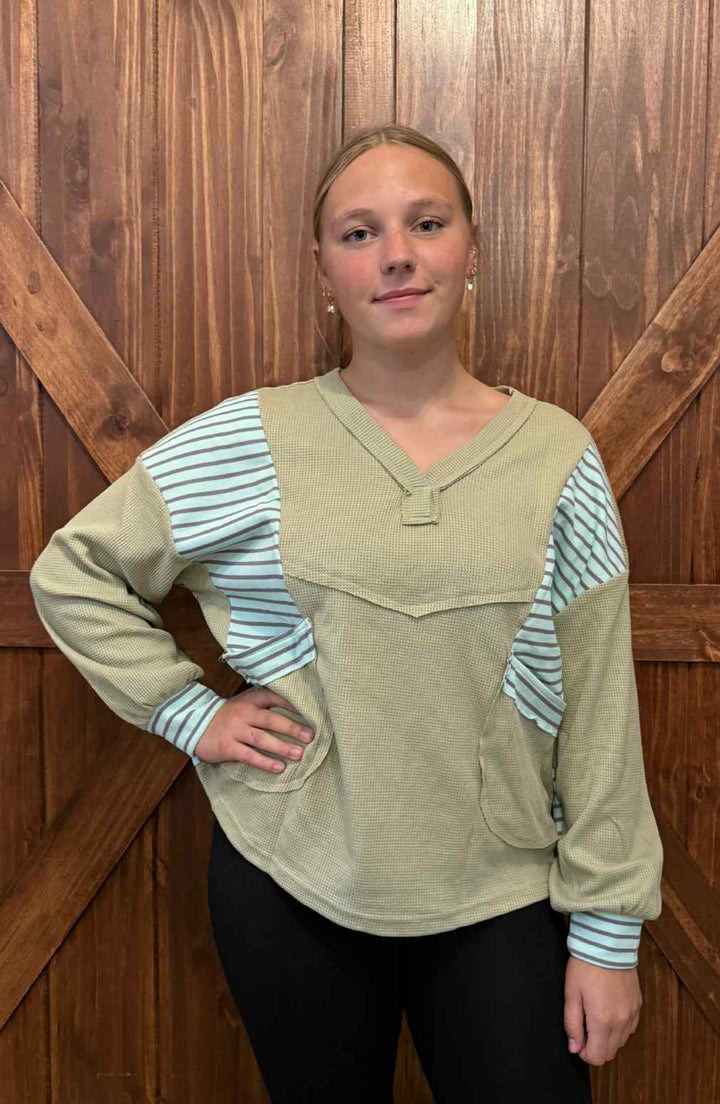 KEEP ME IN LINE LONG SLEEVE TOP