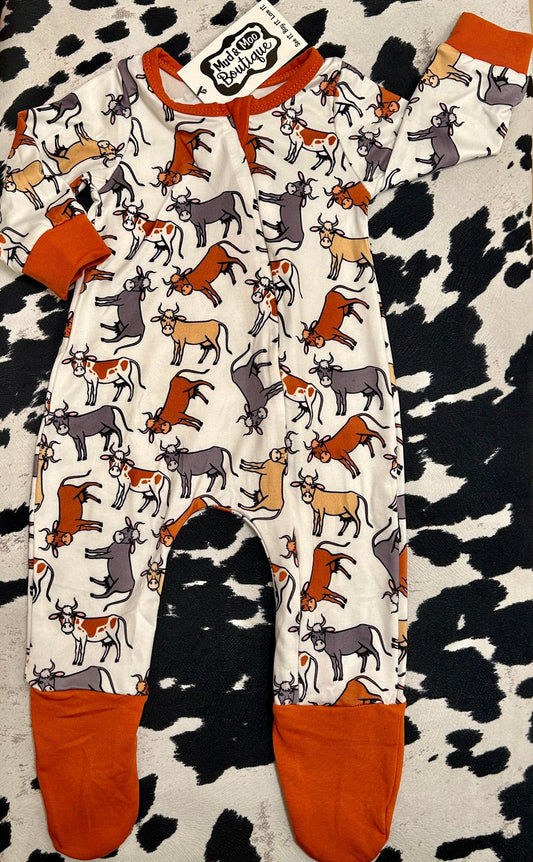 Free Range Cattle Long Sleeve Romper/Sleeper