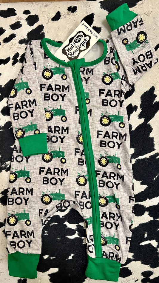 25% OFF FARM BOY TRACTOR LONG SLEEVE ROMPER/SLEEPER