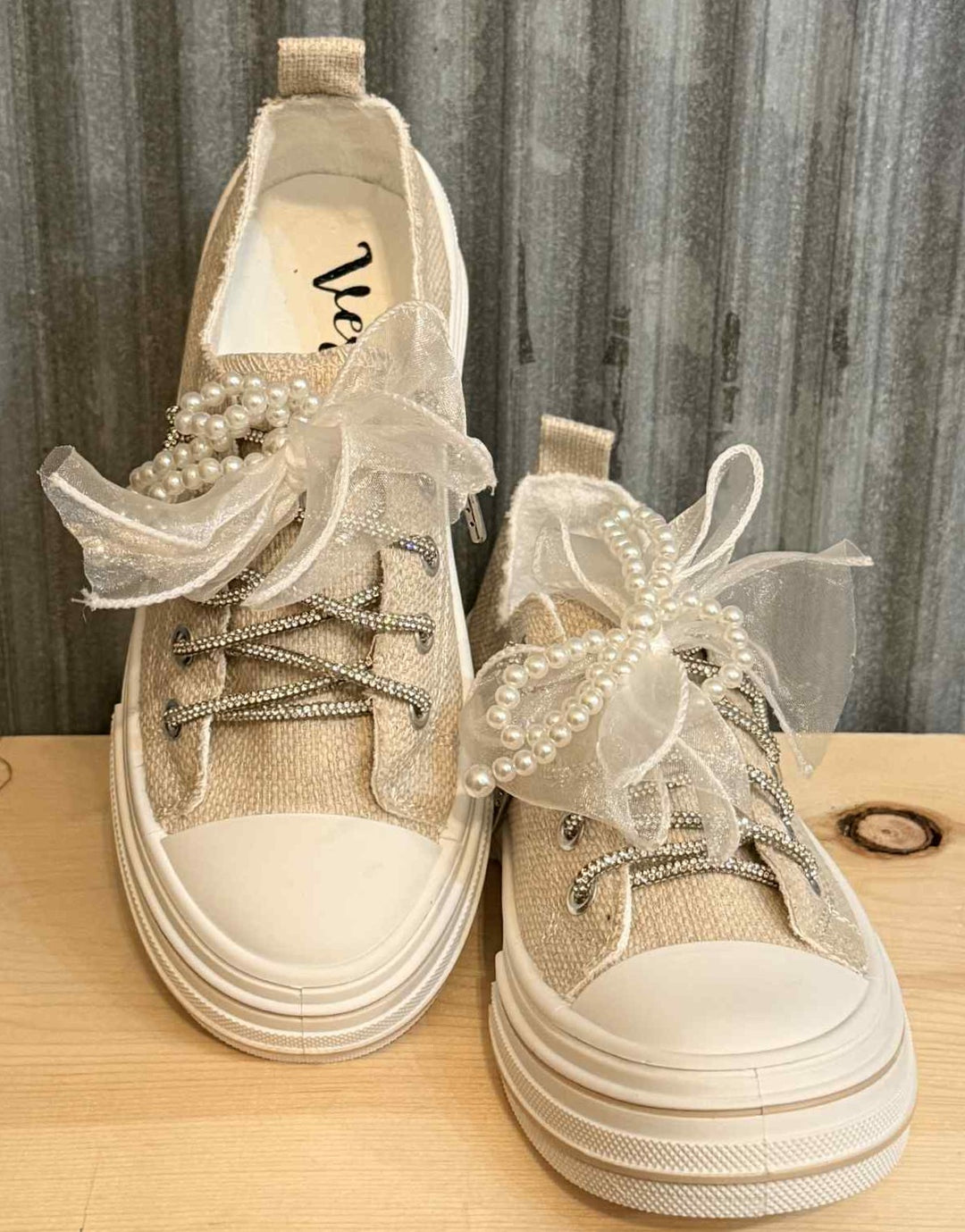 PEARLS AND LACE SLIP ON SNEAKERS