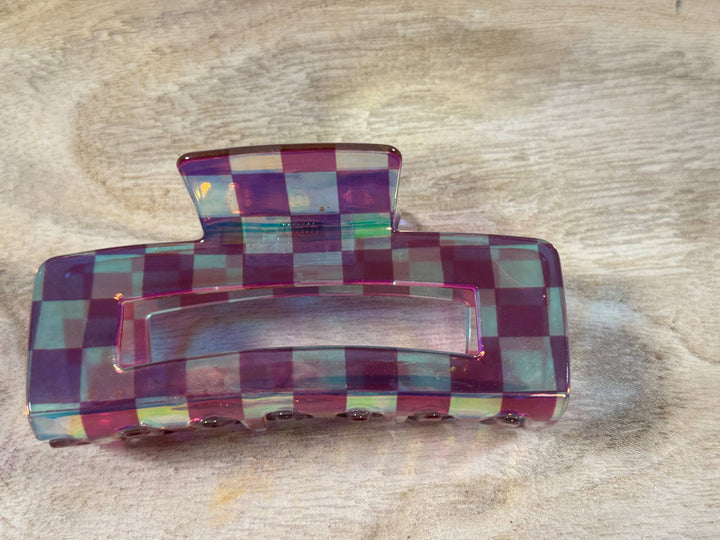 HOLO CHECKERED CLAW CLIP