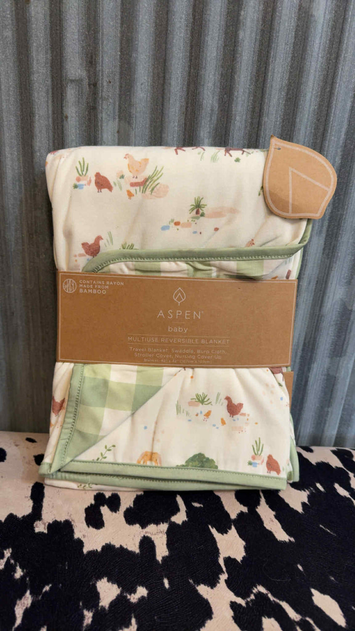 FARM FEVER REVERSIBLE BABY BLANKET