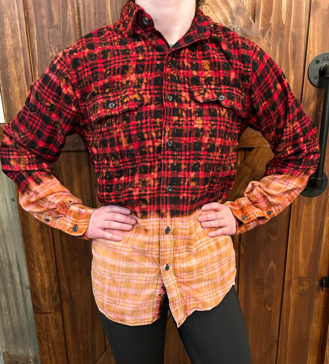 BLEACHED PLAID BUTTON UPS