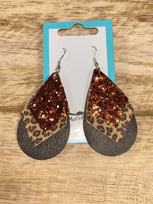 Layered Glitter Teardrop Earrings