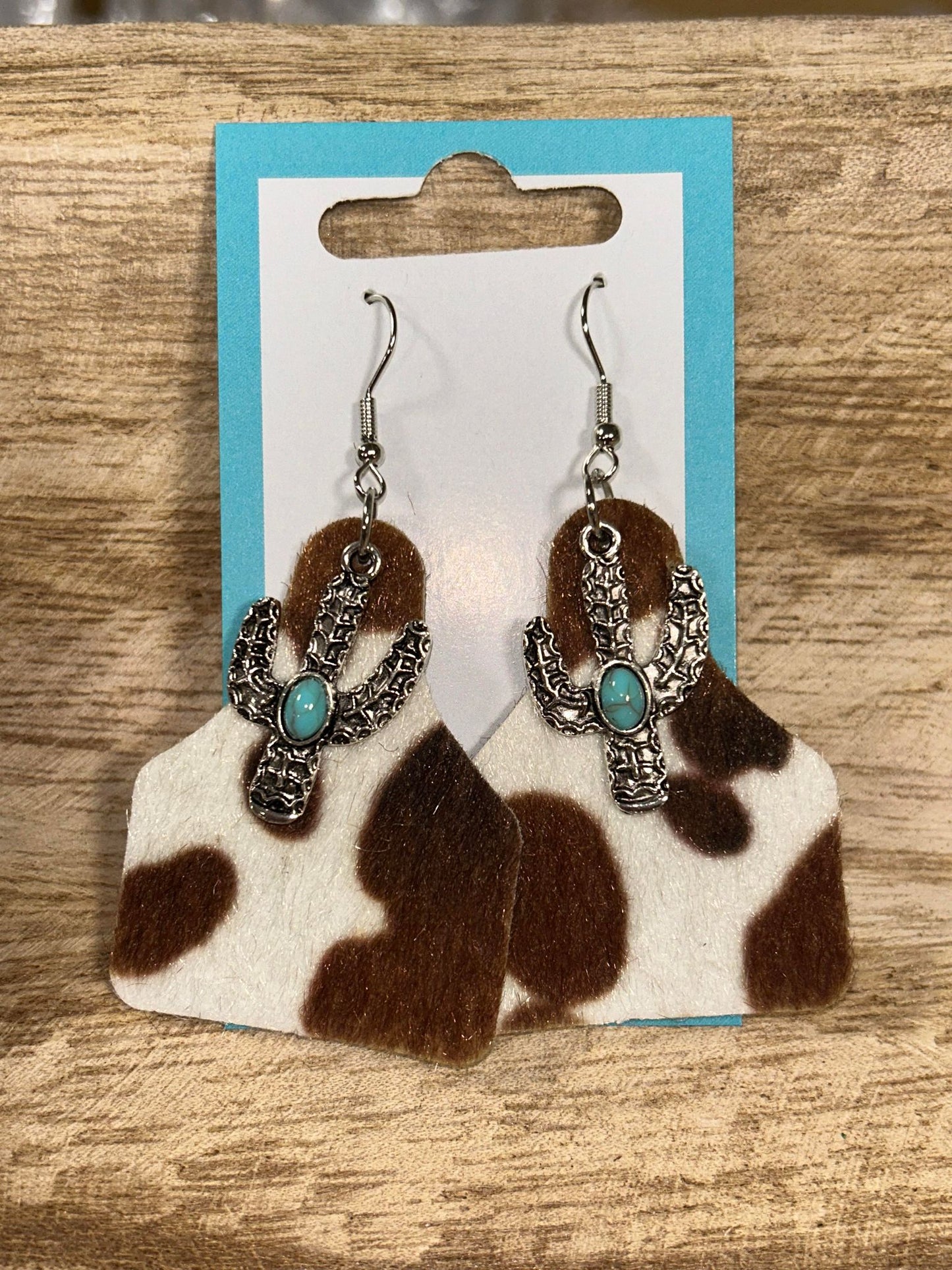 COW TAG & CACTUS DANGLE EARRINGS