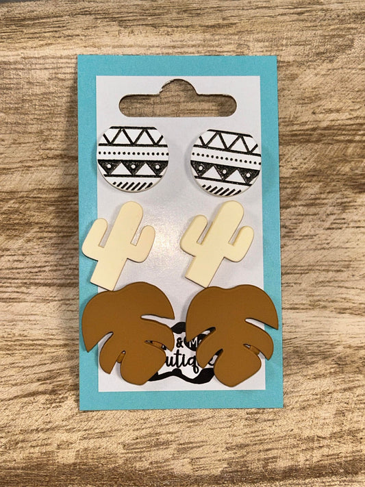 Silicone Aztec Earrings (3 Pack)