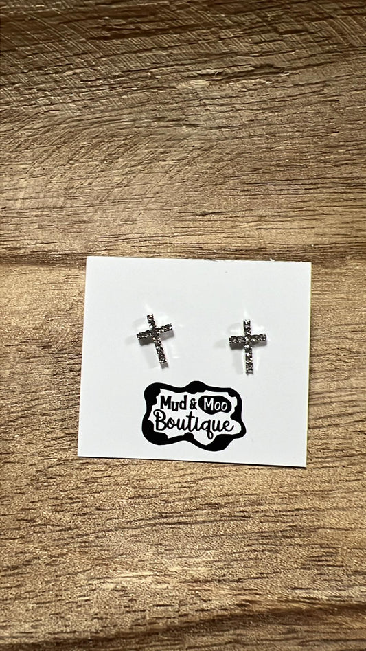 Sparkle Cross Studs