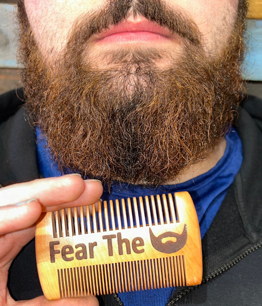 WOODEN BEARD COMBS WITH ENGRAVED SAYINGS