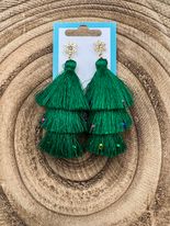 CHRISTMAS TREE TASSEL EARRINGS