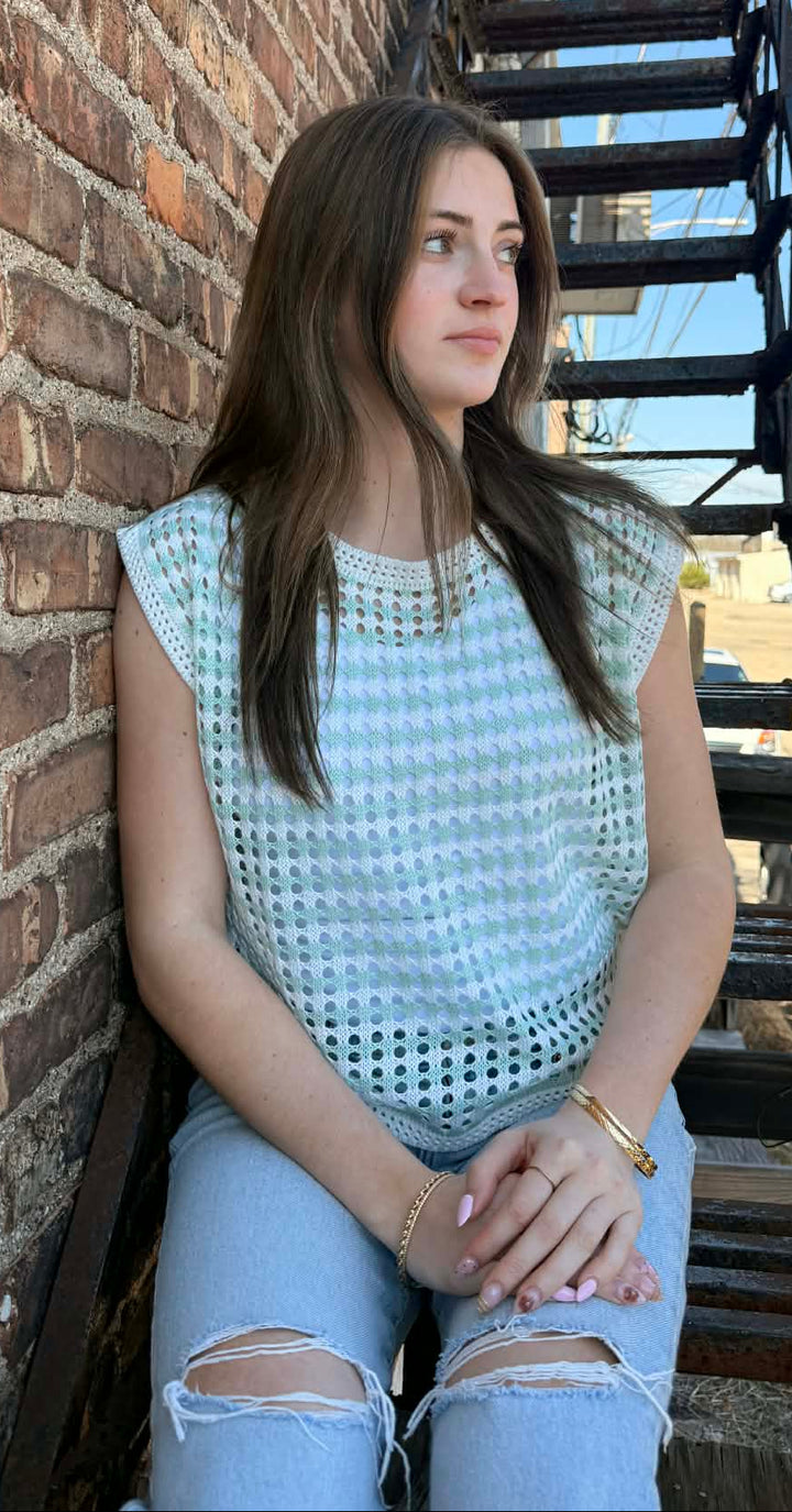 BRUNCH PLANS CROCHETED KNIT TOP