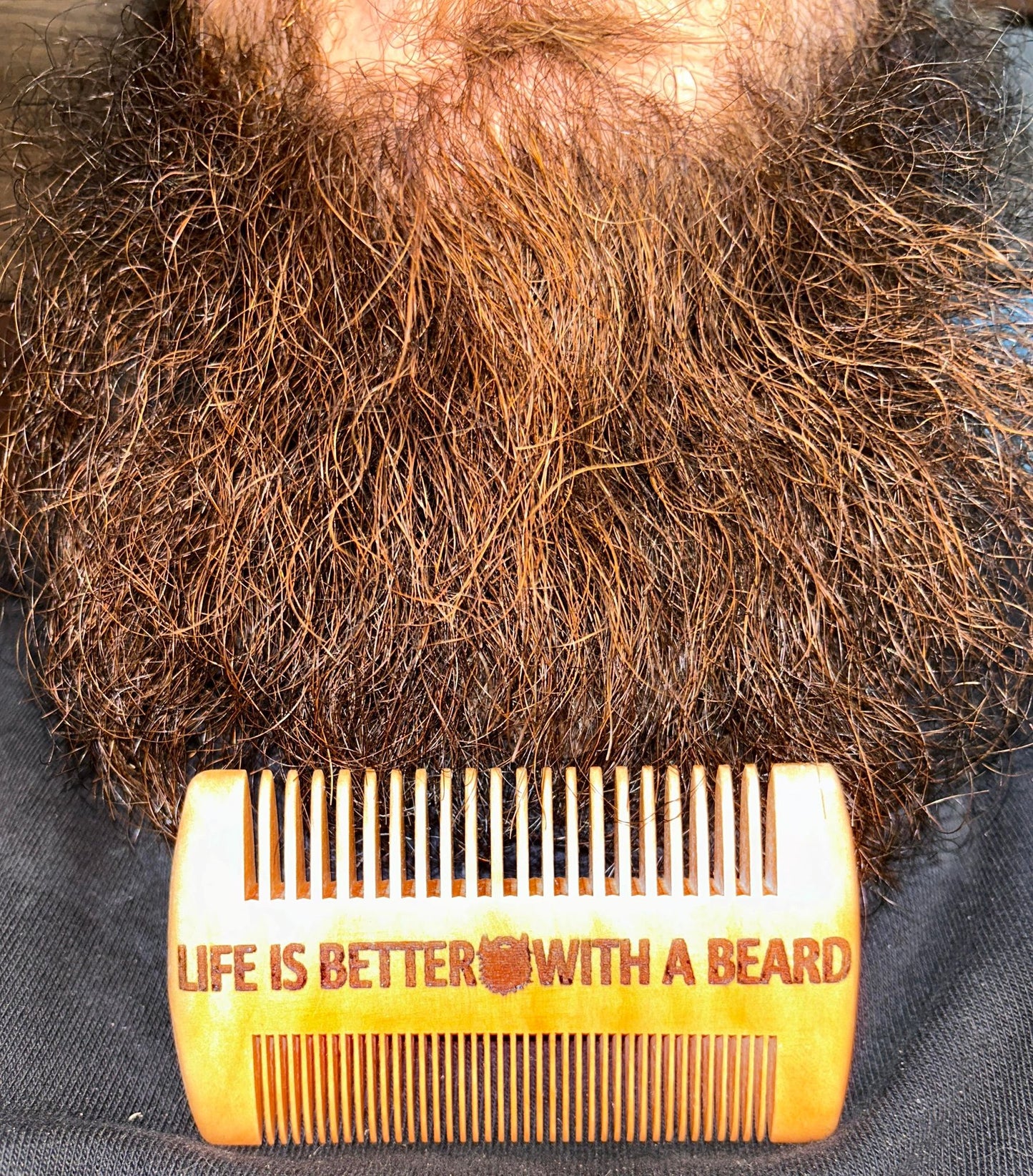 WOODEN BEARD COMBS WITH ENGRAVED SAYINGS