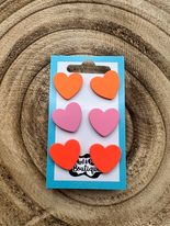 Orange & Pink 3PK Heart Earrings