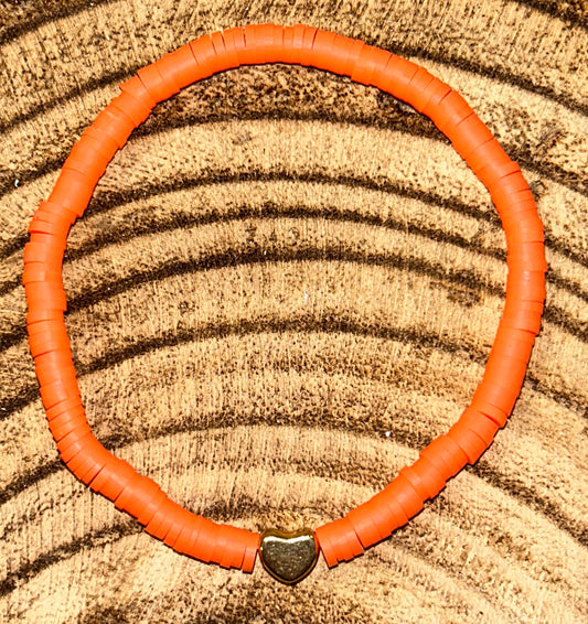 NEON ORANGE HEART BRACELET