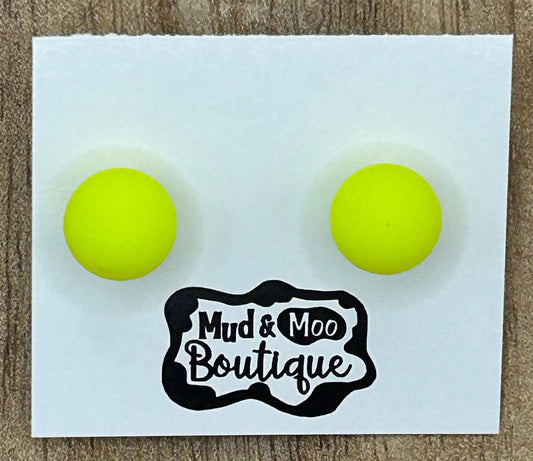 Neon Yellow Dot Studs