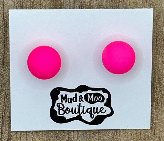 Neon Pink Dot Studs