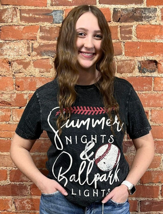 SUMMER NIGHTS BASEBALL GRAPHIC TEE