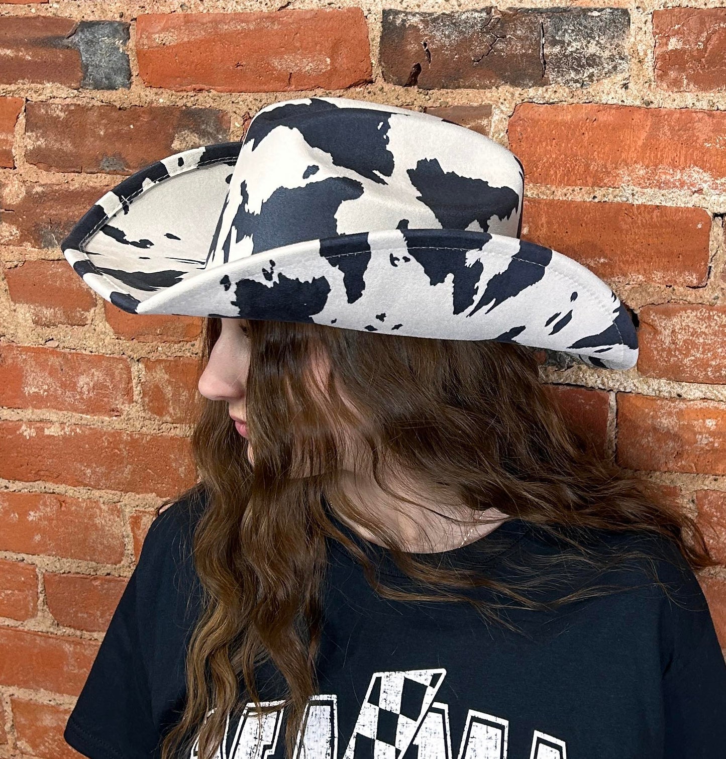 COW PRINT COW GIRL HAT