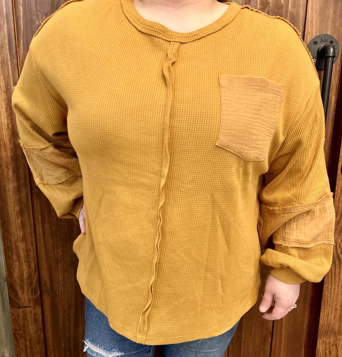 25% OFF GOLDEN SUNFLOWER LONG SLEEVE WAFFLE