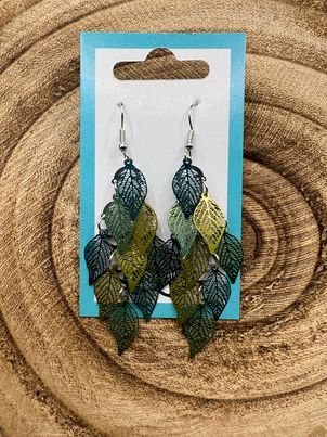 COLORFUL HOLLOW LEAF EARRINGS