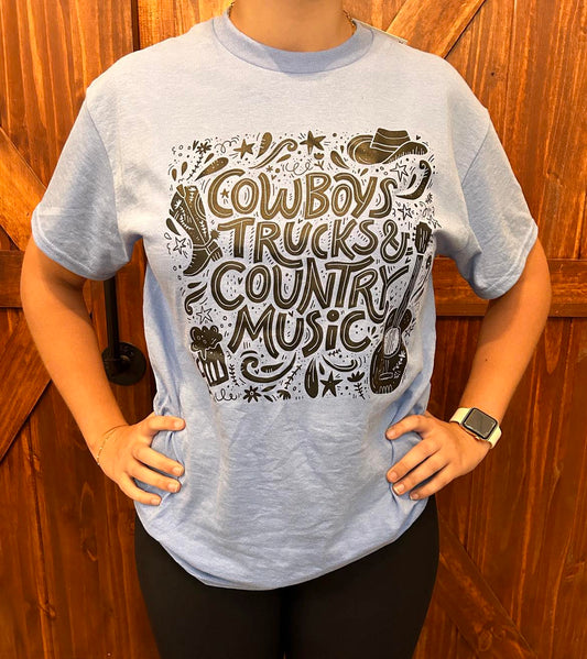 COWBOYS TRUCKS & COUNTRY MUSIC GRAPHIC TEE