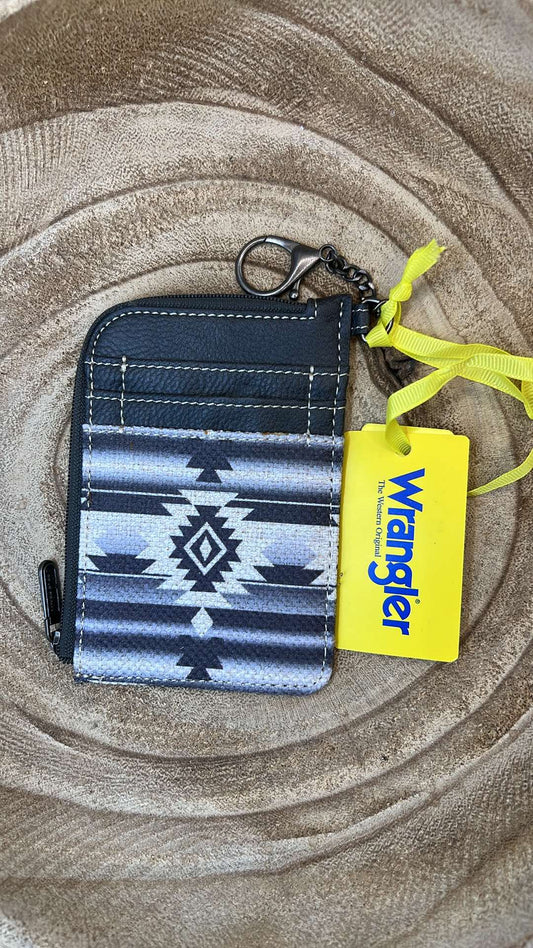 BLACK WRANGLER SOUTHWESTERN PRINT MINI ZIP CARD CASE