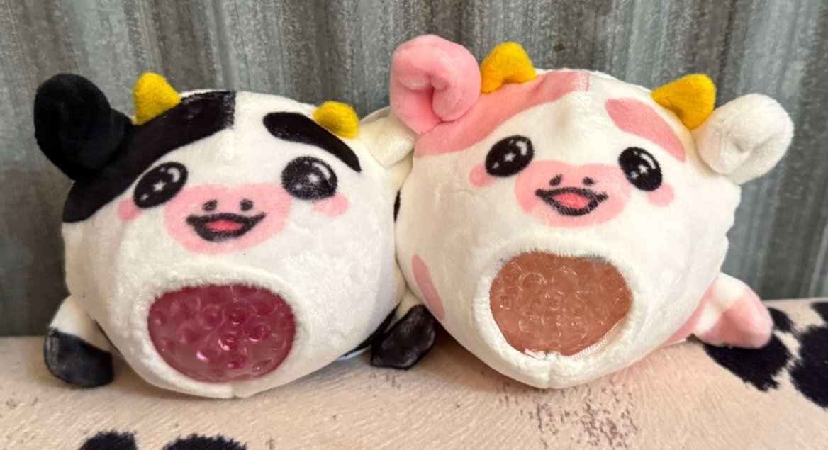 PLUSH STRAWBERRY COW WATER BEAD STRESS BALL