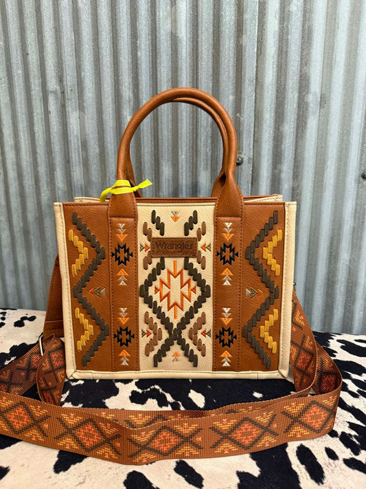 AZTEC EMBROIDERED WRANGLER CROSSBODY TOTE