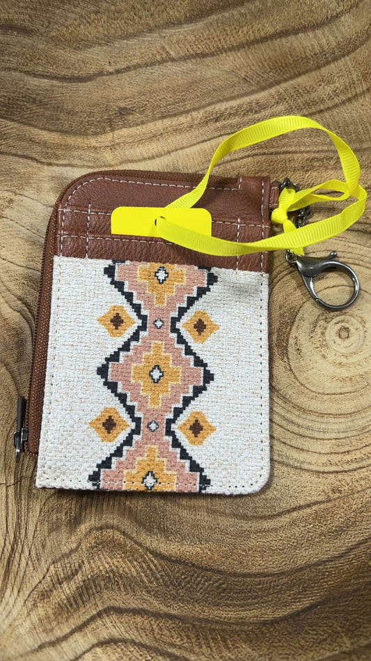 Ivory Wrangler Southwestern Print Mini Zip Card Case