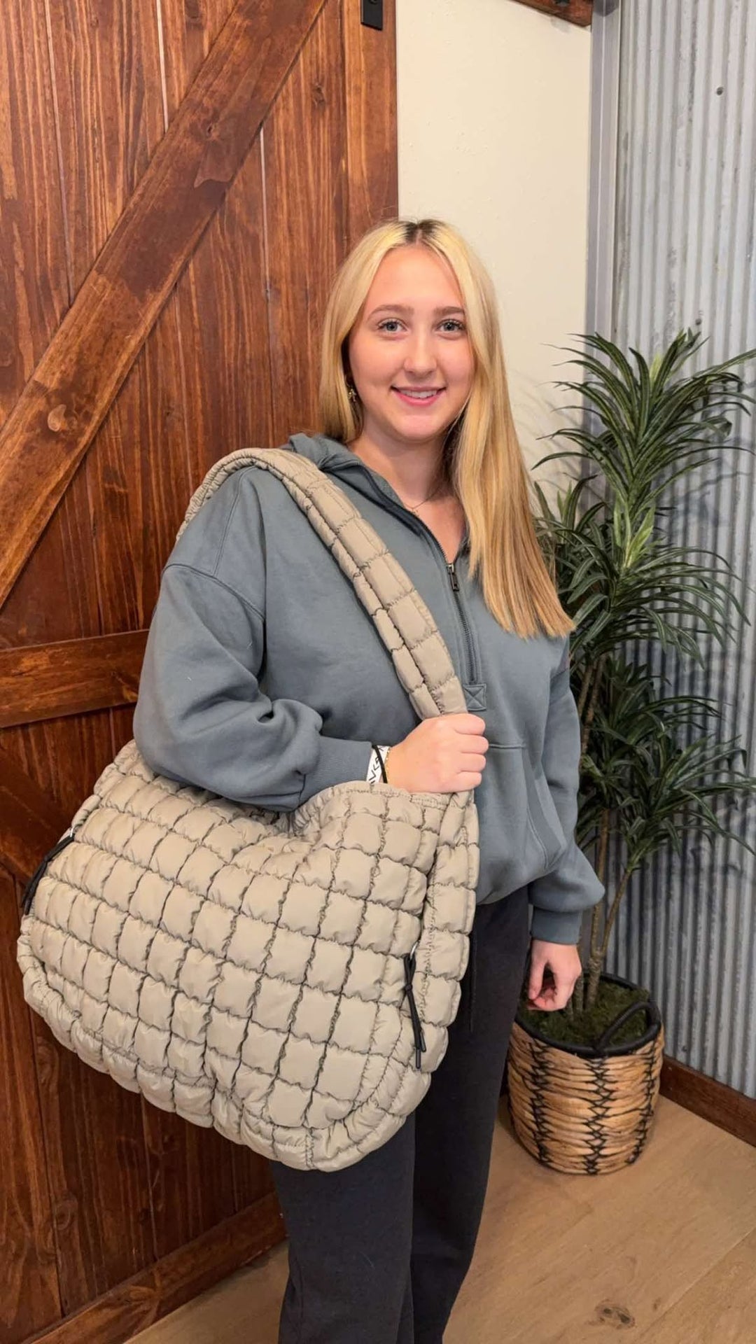 OVERSIZED QUILTED CARRYALL CROSSBODY BAG