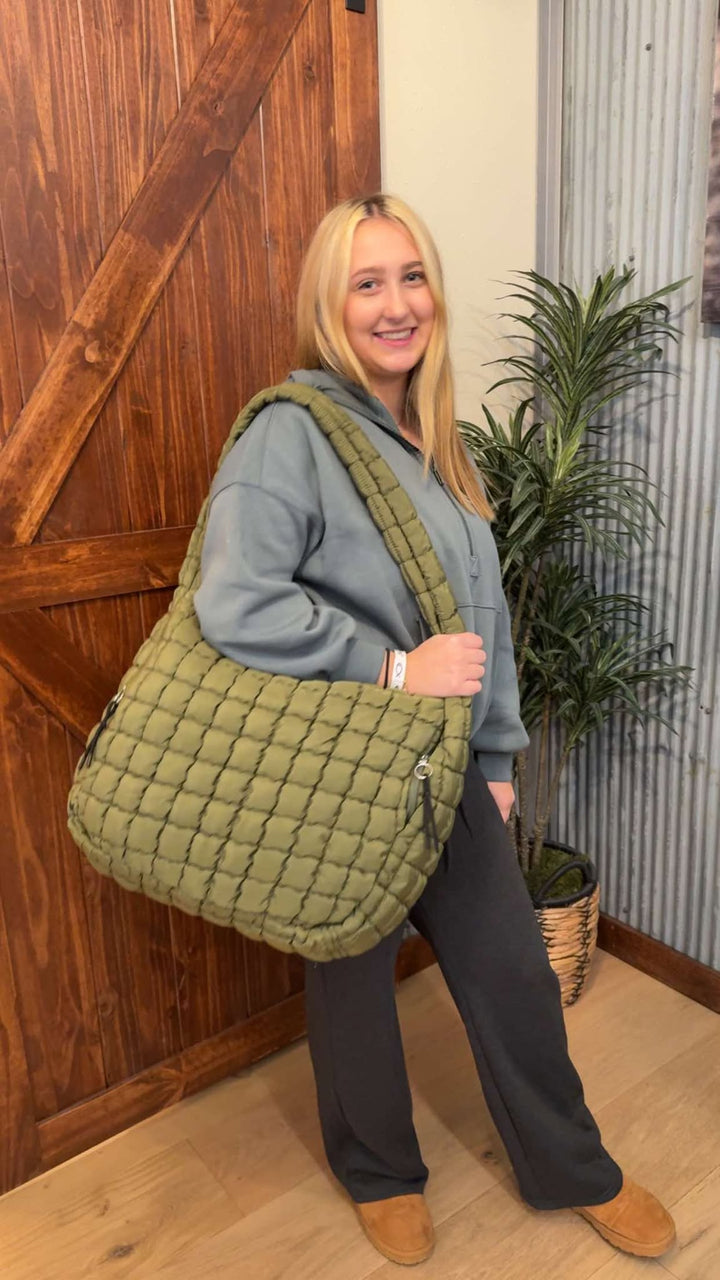 OVERSIZED QUILTED CARRYALL CROSSBODY BAG