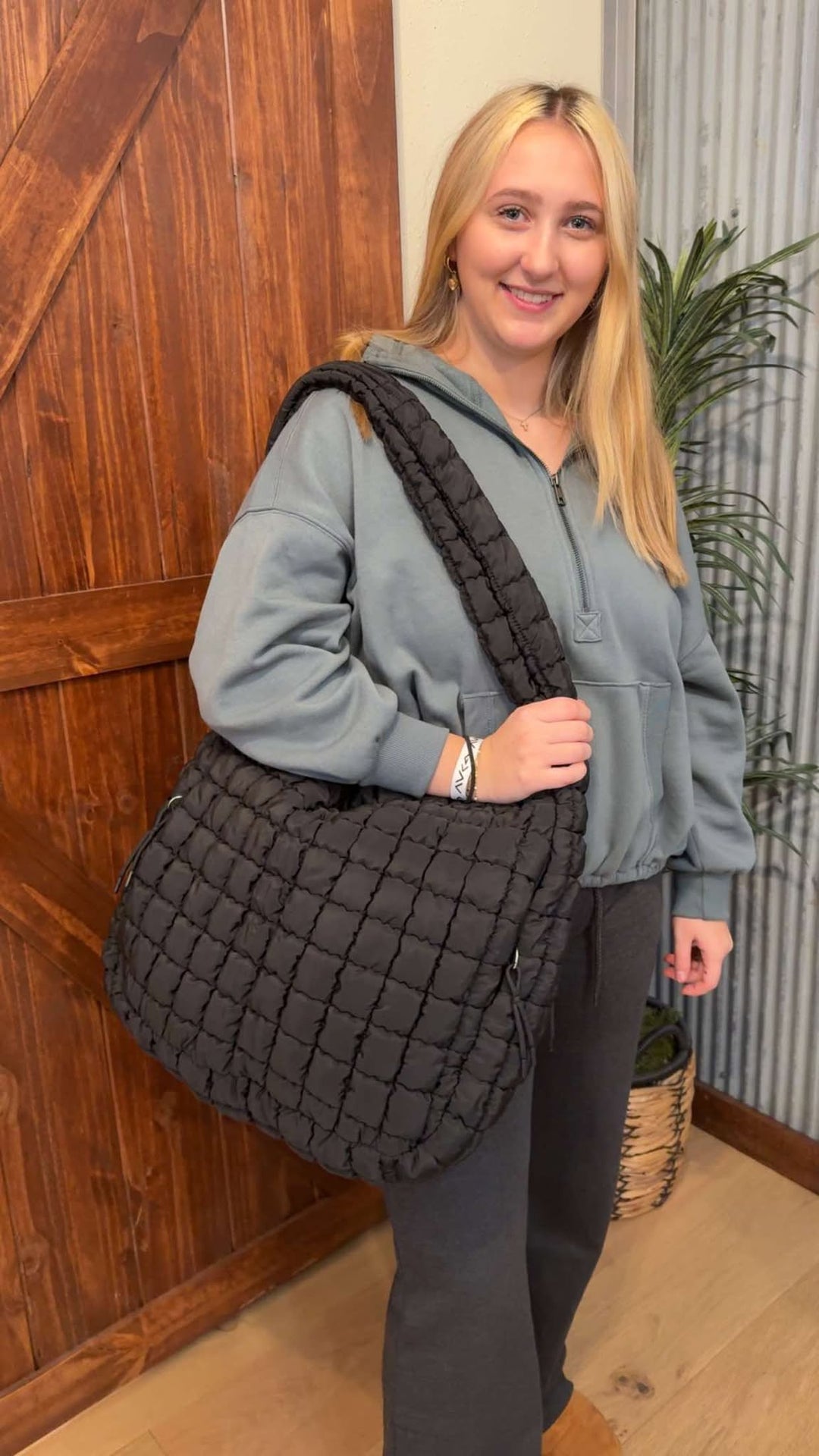 OVERSIZED QUILTED CARRYALL CROSSBODY BAG