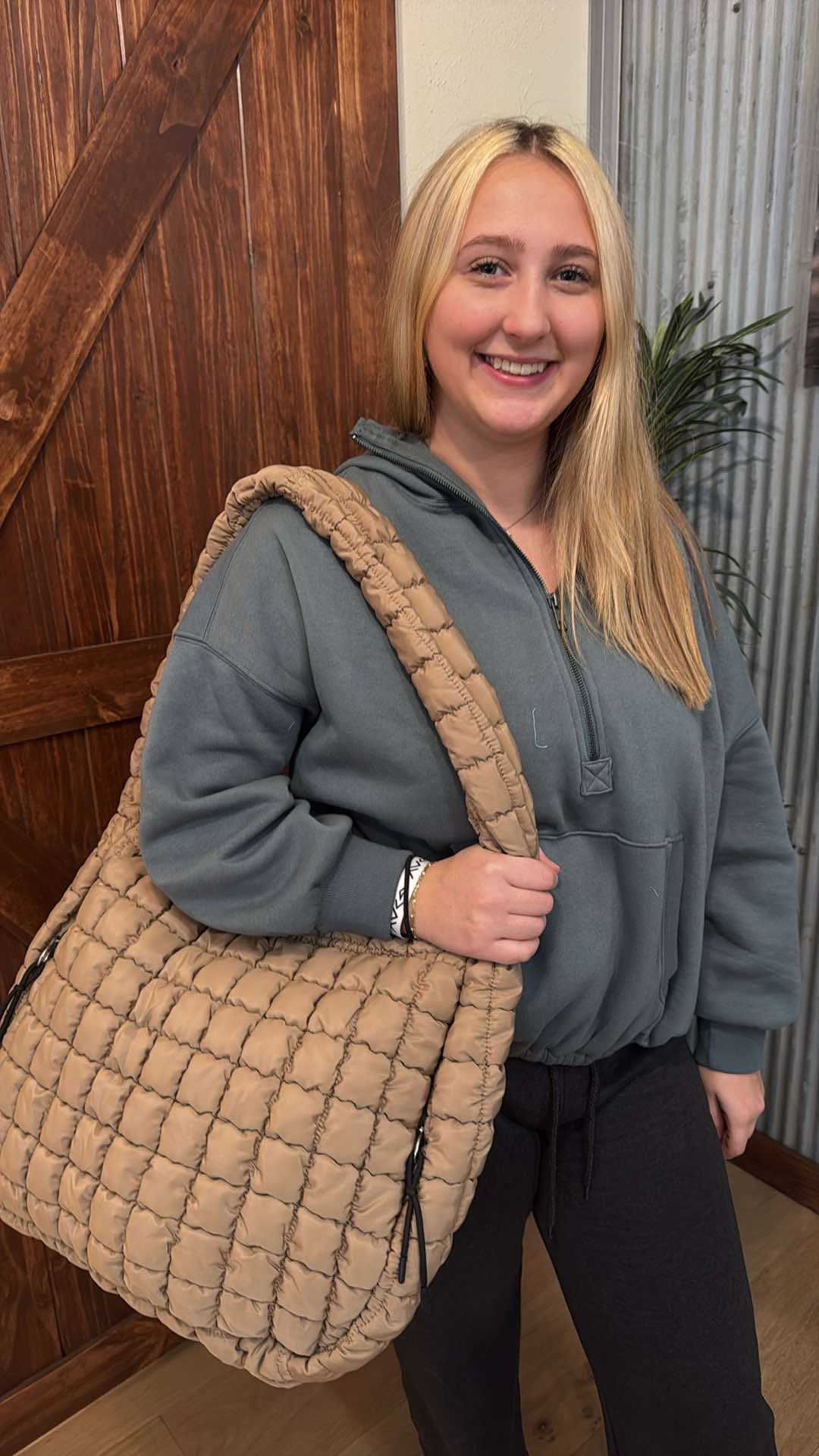 OVERSIZED QUILTED CARRYALL CROSSBODY BAG